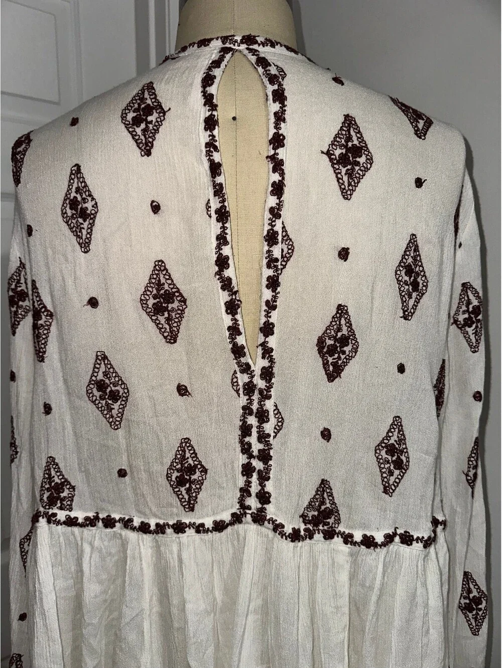 Free People White Boho Y2K Festival Dress Size L/G